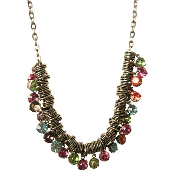 Vintage Multicolor Rhinestone Chainlink Necklace 32 in. - Picture 4 of 8